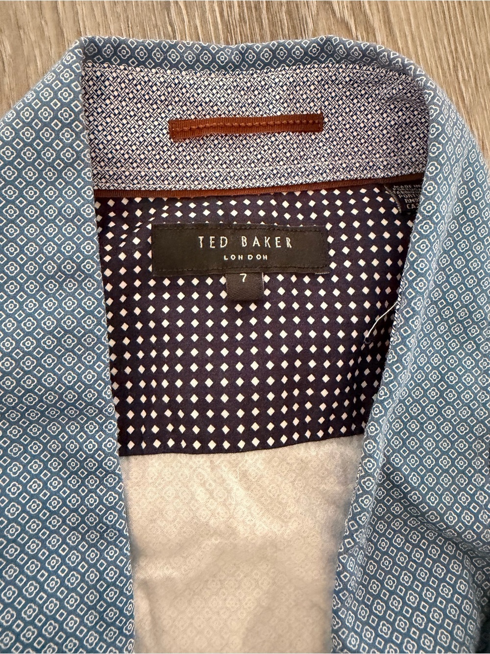 Ted Baker Blue Geometric Print Dress Shirt